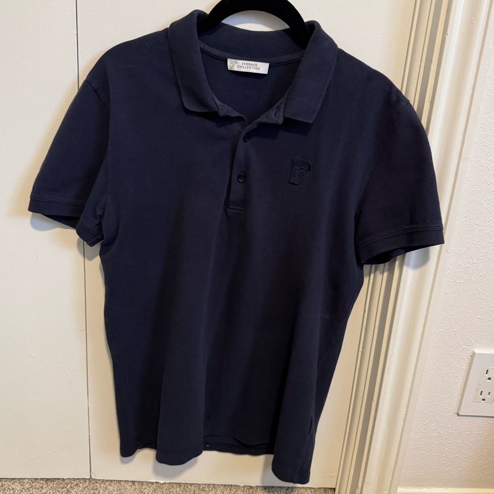 Versace Navy Polo Shirt for Men Size Small
